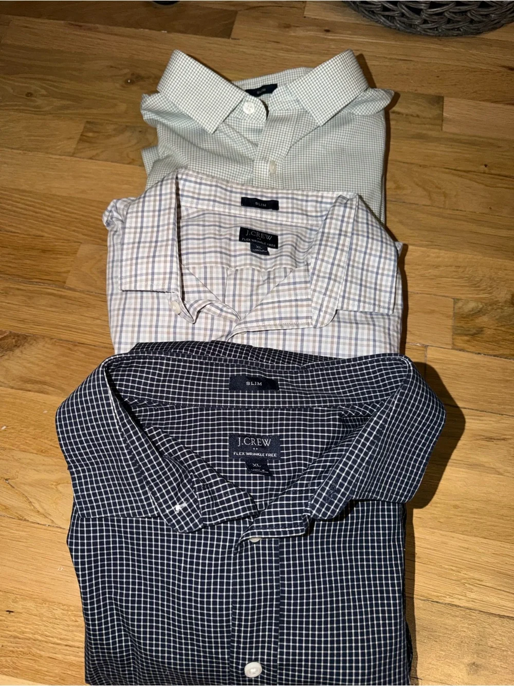 J. Crew Slim Fit Checked Shirt Bundle - Navy, White, Light Green